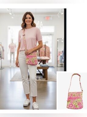 Vera Bradley Bag crossbody Shoulder Bag Petal Pink Retired Style Quilted Cloth